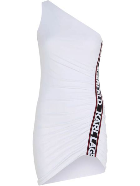 Пляжное платье на одно плечо с лентой-логотипом