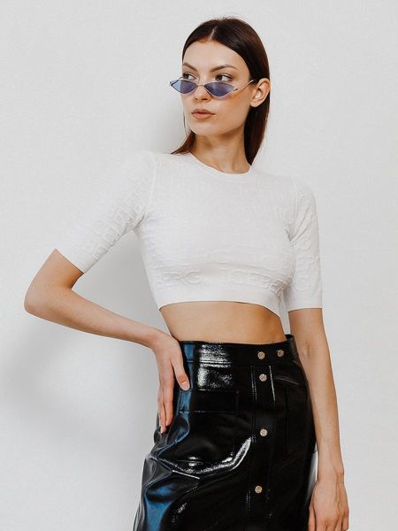 Свитер с короткими рукавами и логотипами