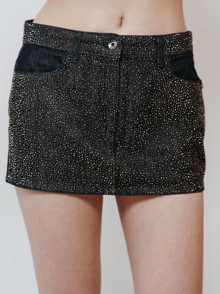 Мини-юбка со стразами спереди